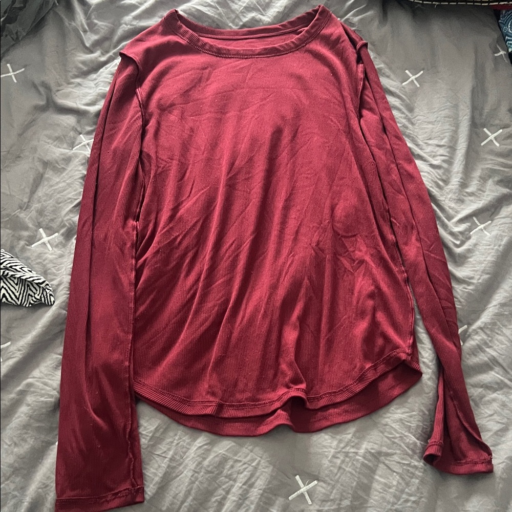 Women's Burgundy Long Sleeve Top